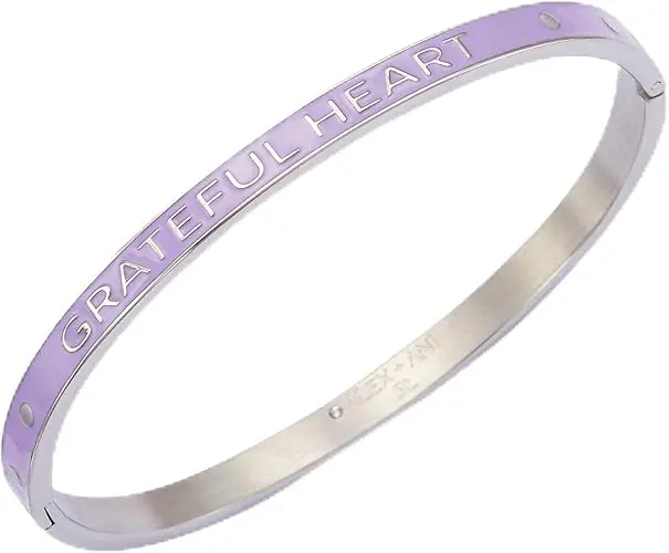 Alex and Ani Grateful Heart, Abundant Life Enamel Hinge Bracelet:Stainless Steel Silver:Purple image 1