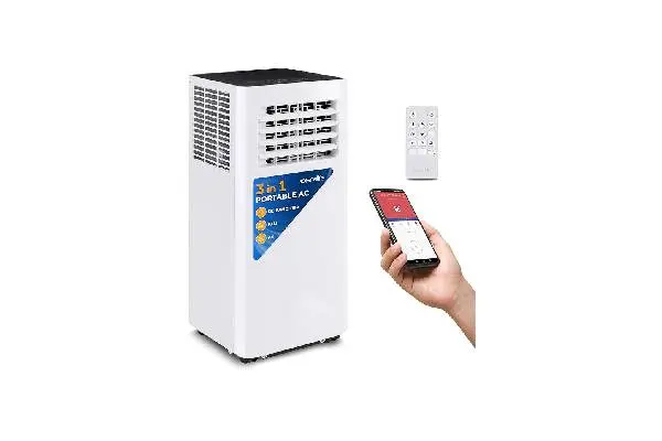 SereneLife Small Air Conditioner Portable 8,000 BTU with Built-in Dehumidifier - Portable AC unit for rooms up to 350 sq ft - WiFi app + Remote Control, Window Mount Exhaust Kit image