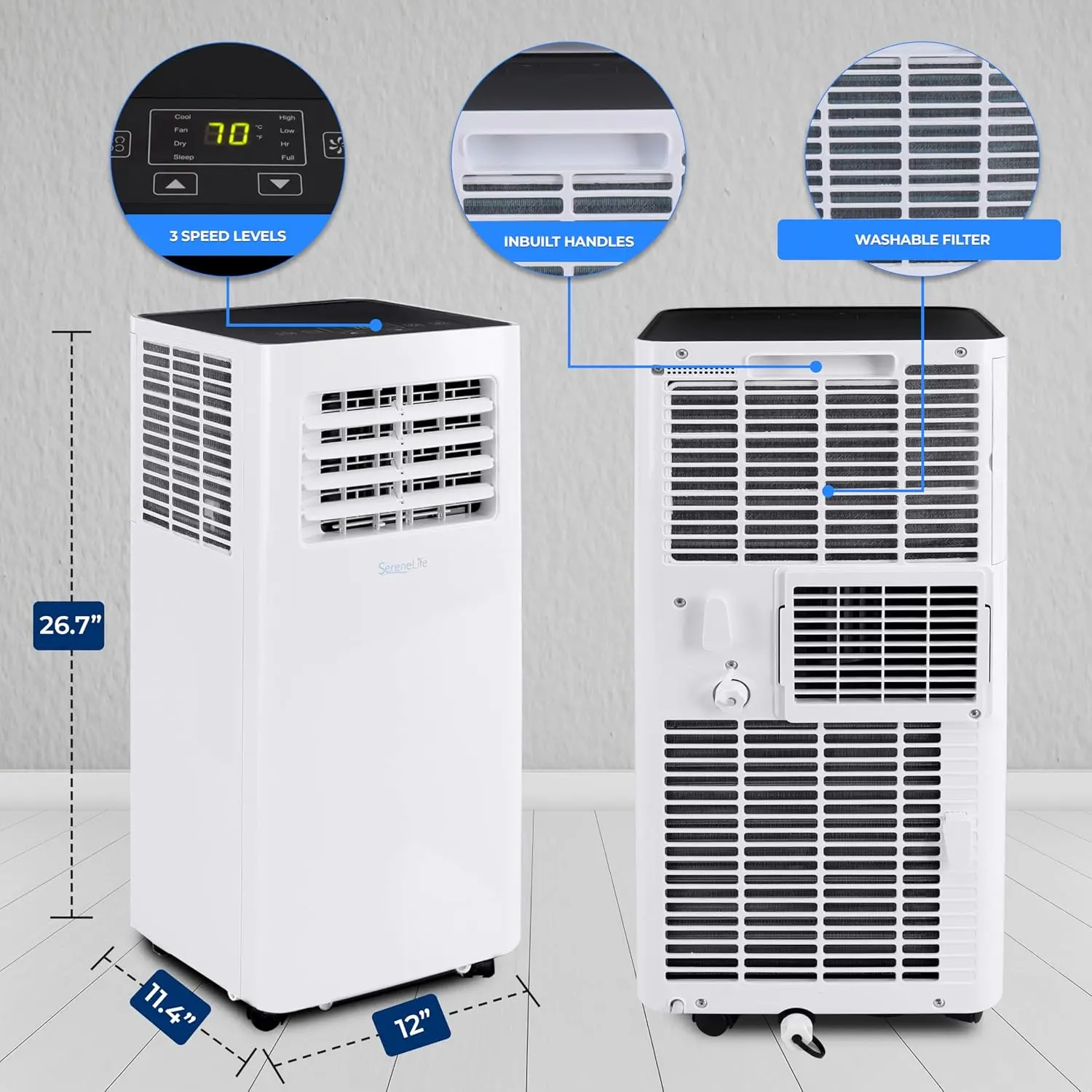 SereneLife Small Air Conditioner Portable 8,000 BTU with Built-in Dehumidifier - Portable AC unit for rooms up to 350 sq ft - WiFi app + Remote Control, Window Mount Exhaust Kit image 5