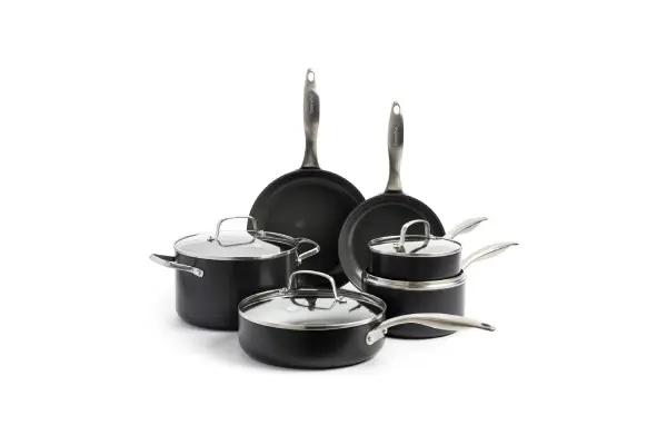 GreenPan Canterbury Hard Anodized Healthy Ceramic Nonstick, 10 Piece Cookware Pots and Pans Set, PFAS-Free, Dishwasher Safe, Oven Safe, Black image