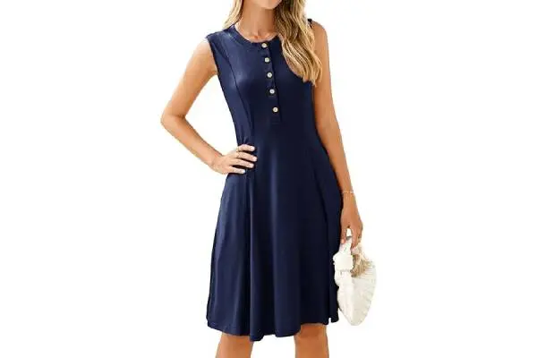 Simplee Womens 2025 Summer Mini Dress - Casual Sleeveless Button Down Vacation Short Sundress with Pockets image