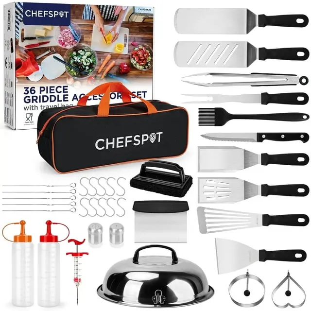 CHEFSPOT 36-Piece Griddle Accessories for Blackstone, BBQ, Flat Top Grilling Spatula Kit image 1