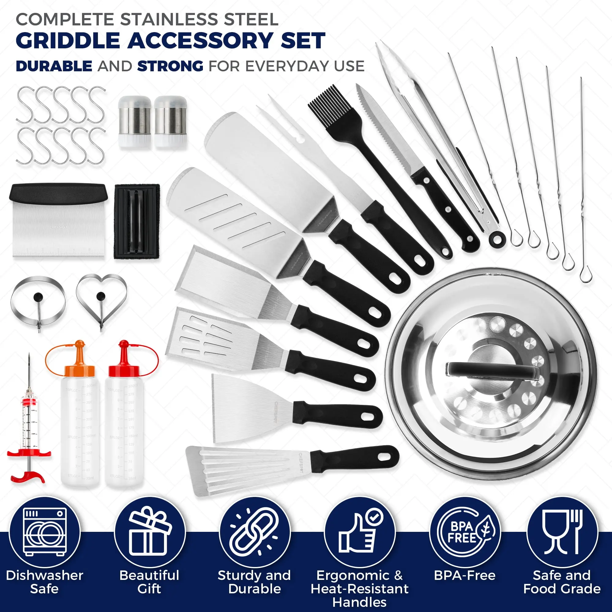 CHEFSPOT 36-Piece Griddle Accessories for Blackstone, BBQ, Flat Top Grilling Spatula Kit image 2