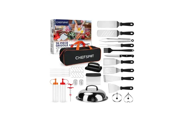 CHEFSPOT 36-Piece Griddle Accessories for Blackstone, BBQ, Flat Top Grilling Spatula Kit image