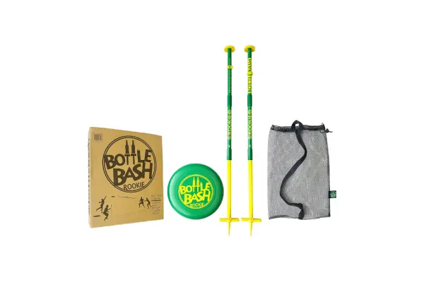 Bottle Bash Outdoor Flying Disc Game Set – Frisbee Toss Backyard and Beach Game for Family, Adult & Kids - Beersbee & Polish Horseshoes image