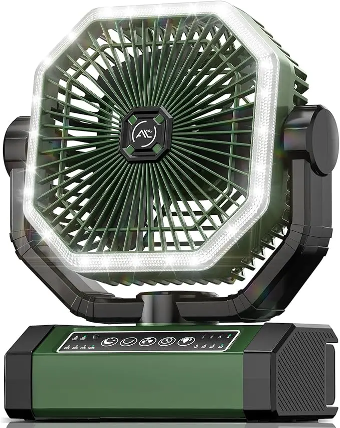 Portable Fan 24000mAh Battery Powered with Remote & LED, 4 Speed Strong Airflow, Desk/Camping/Outdoor/Gym Fan for Office Travel Treadmill Camping Gear image 1