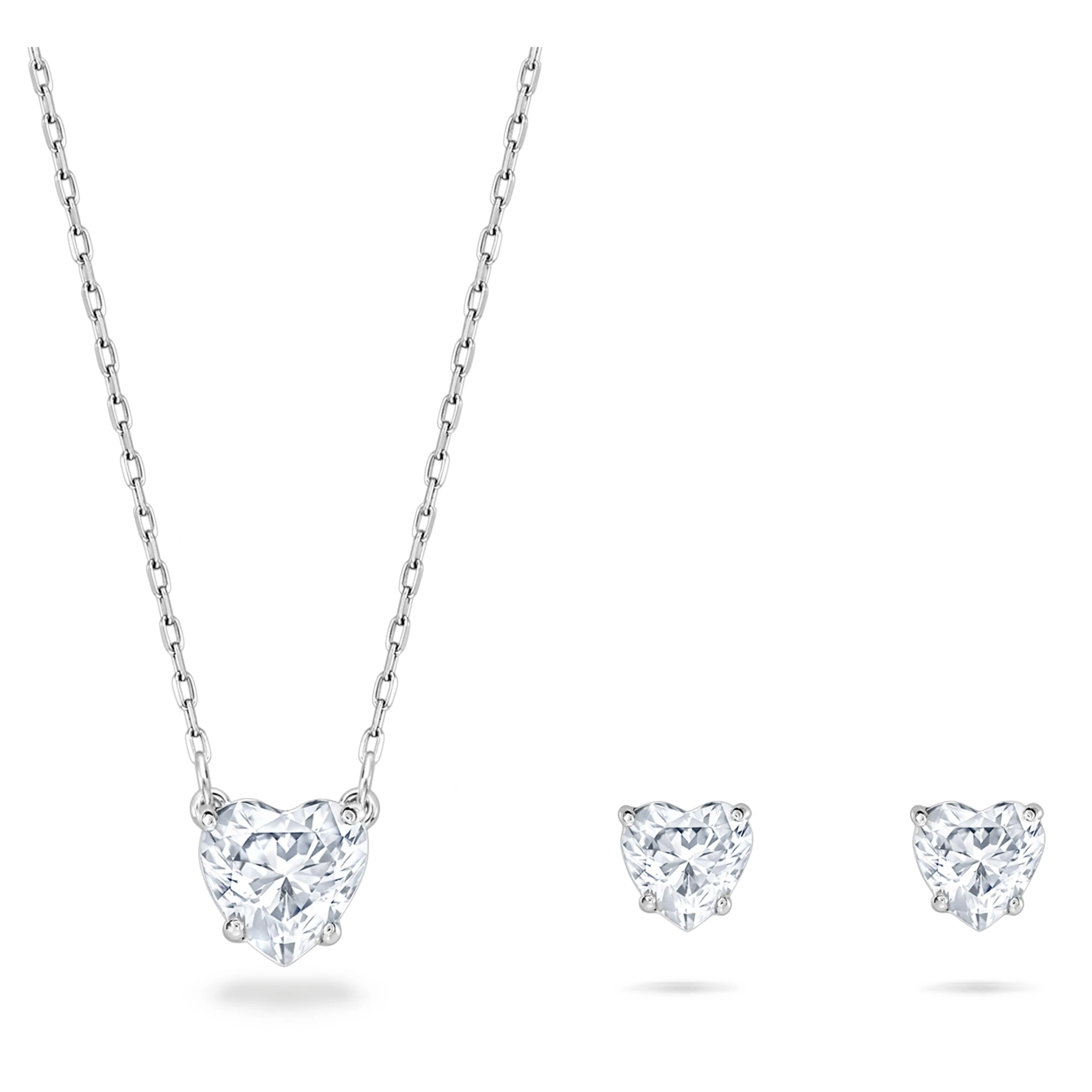 Attract set Heart, White, Rhodium plated image 1
