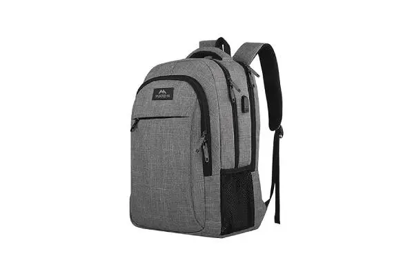 MATEIN Travel Laptop Backpack, Business Anti Theft Slim Sturdy Laptops Backpack with USB Charging Port, Water Resistant College School Computer Bag Gift for Men & Women Fits 15.6 Inch Notebook, Grey image