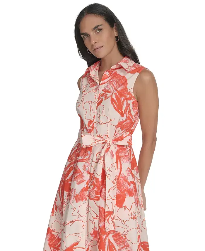 Women's Printed Cotton Button-Front Dress image 2