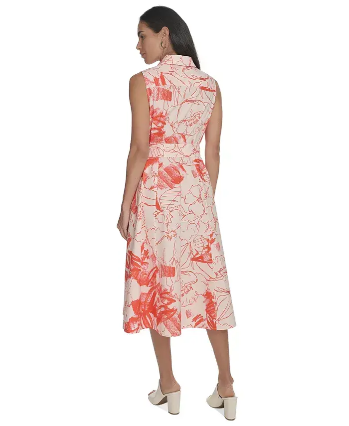 Women's Printed Cotton Button-Front Dress image 5