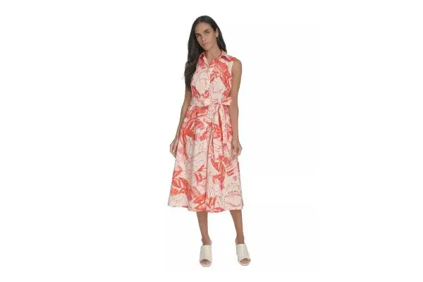 Women's Printed Cotton Button-Front Dress image