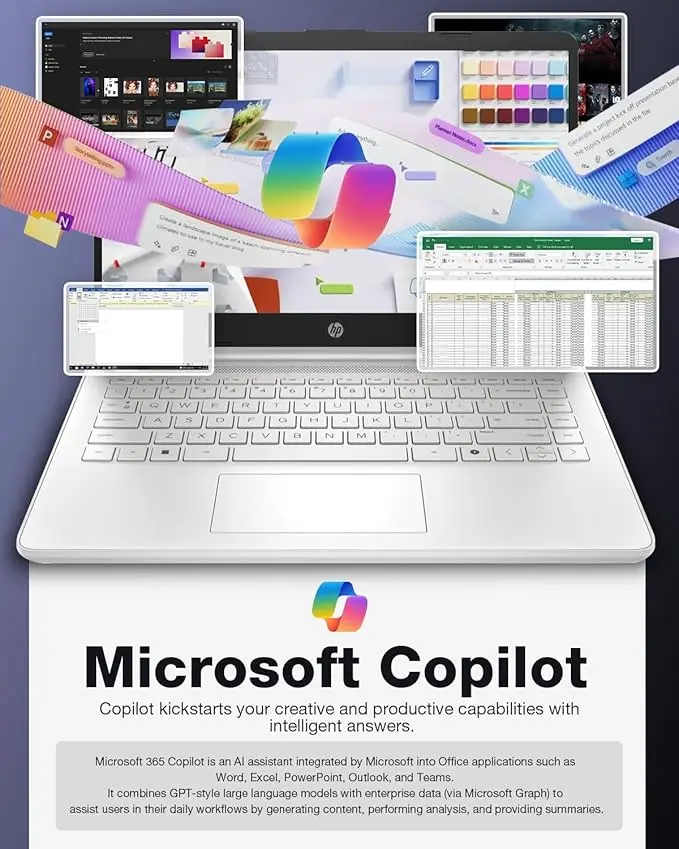 HP Ultra-Portable Laptop for Student and Business - 14" HD Display • Intel 4-Core N150 • Windows 11 Pro • Microsoft Office Lifetime & External DVD Drive • 16GB RAM • 128GB UFS + 256GB Micro SD image 5