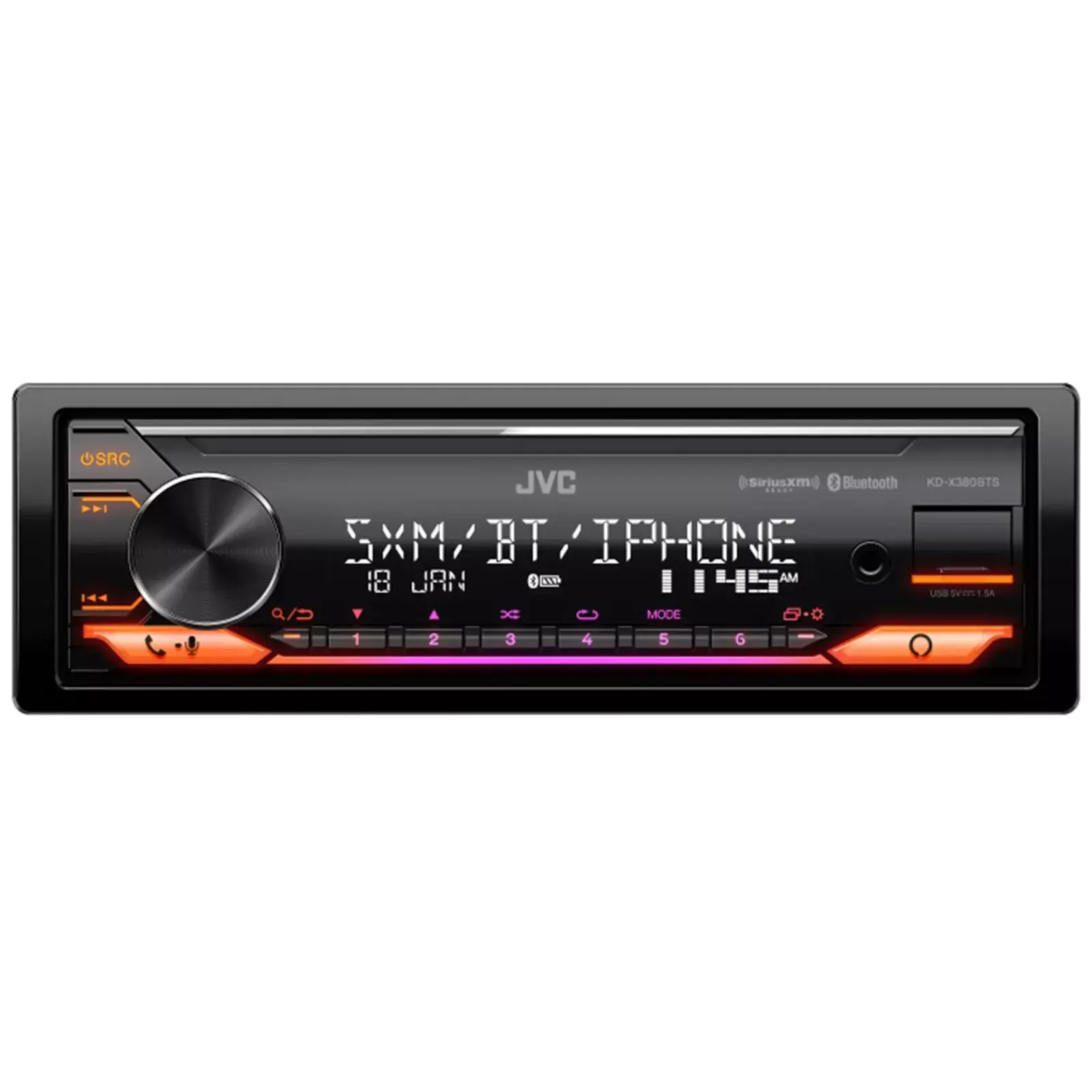 JVC KD-X380BTS Single DIN Bluetooth USB/AUX AM/FM Stereo Car Audio Receiver image