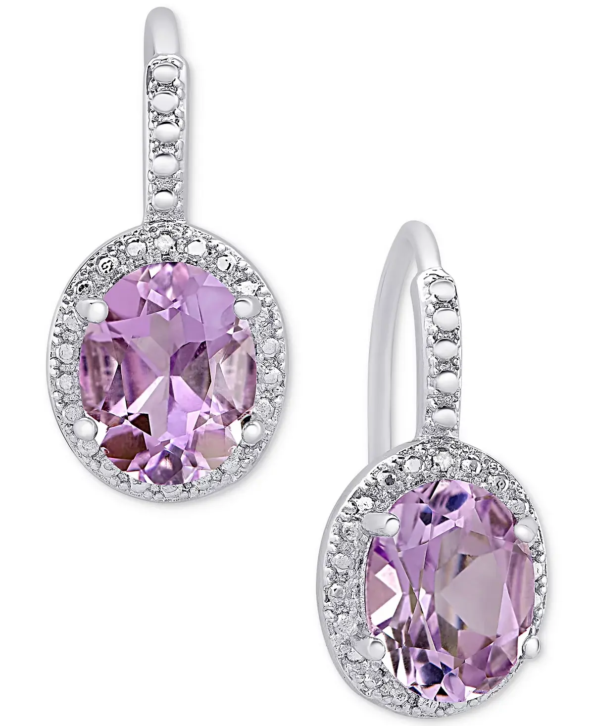 Macy's Amethyst (2-2/5 ct. t.w.) and Diamond Accent Drop Earrings in Sterling Silver image 1
