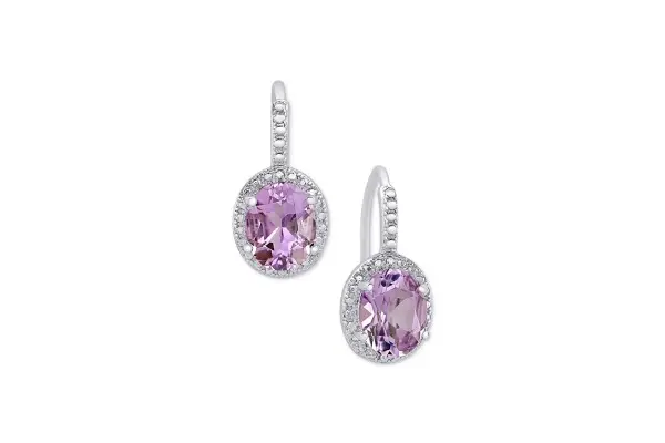 Macy's Amethyst (2-2/5 ct. t.w.) and Diamond Accent Drop Earrings in Sterling Silver Image