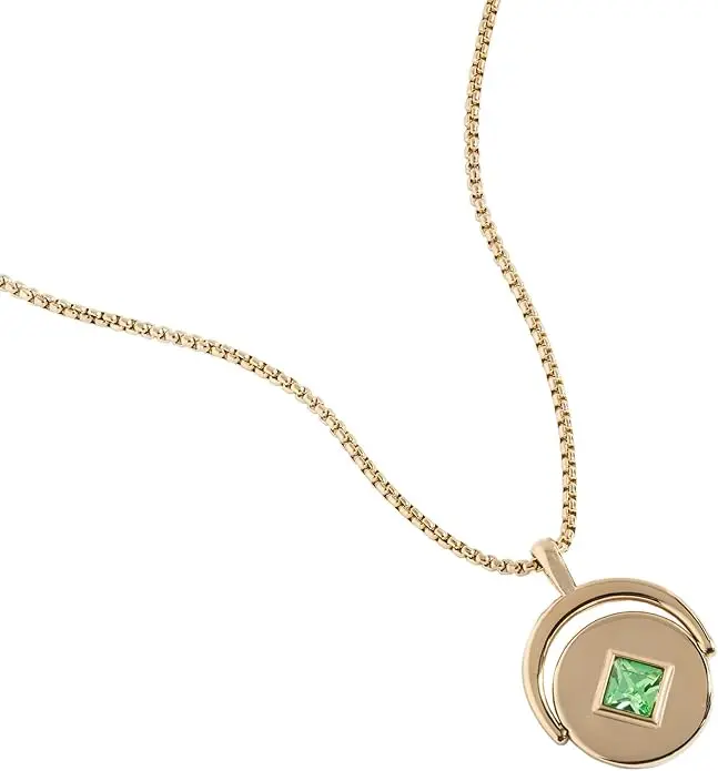 Birthstone and Flower Flip Charm Adjustable Necklace image 1