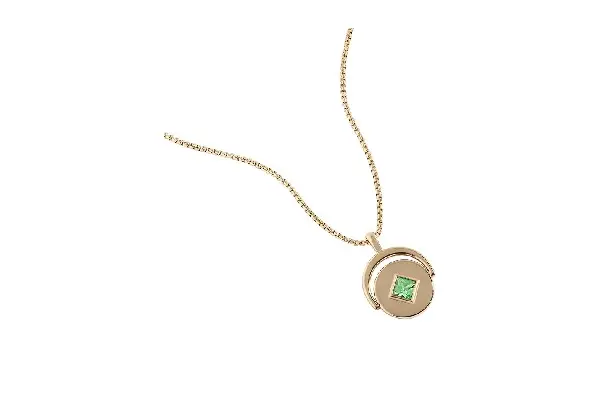 Birthstone and Flower Flip Charm Adjustable Necklace image
