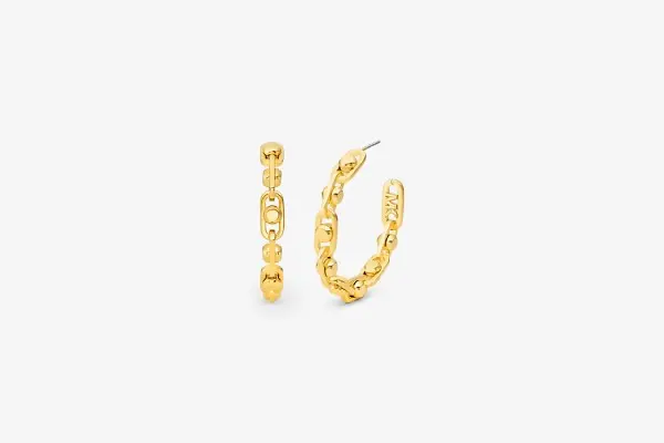 Astor Link Medium Precious Metal-Plated Brass Hoop Earrings image
