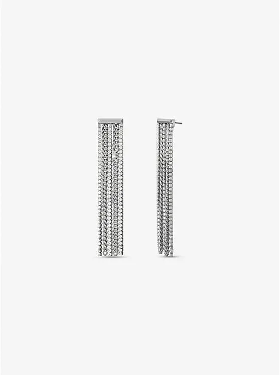 Precious Metal-Plated Brass Pavé Chain Drop Earrings image 1