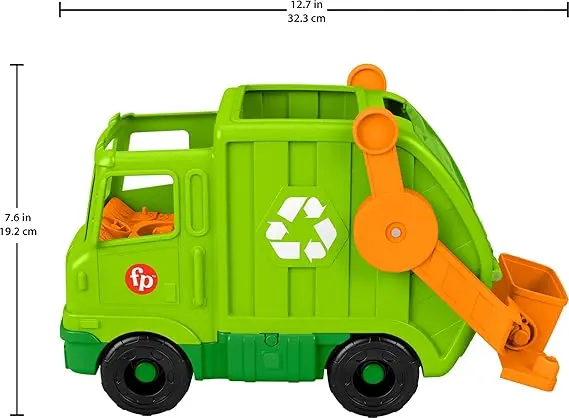 Fisher-Price Little People Toddler Toy Recycling Truck Musical Garbage Vehicle with Figure for Preschool Pretend Play Ages 1+ Years image 5