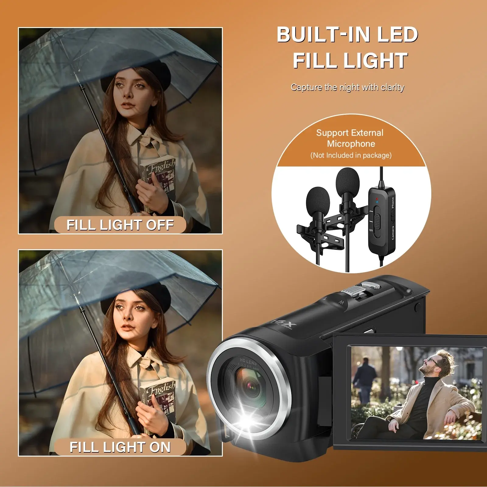 SEREE Video Camera for Youtube Camcorder QHD 2.7K 50MP Vlogging Digital Camera with 32GB Card and 2 Batteries image 3