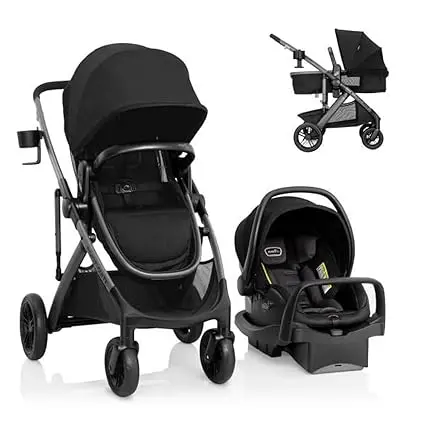 Evenflo Pivot Suite Travel System with LiteMax Infant Car Seat with Anti-Rebound Bar Dunloe Black image 1