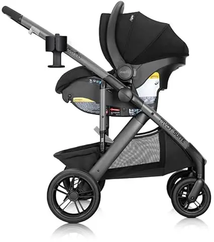 Evenflo Pivot Suite Travel System with LiteMax Infant Car Seat with Anti-Rebound Bar Dunloe Black image 3