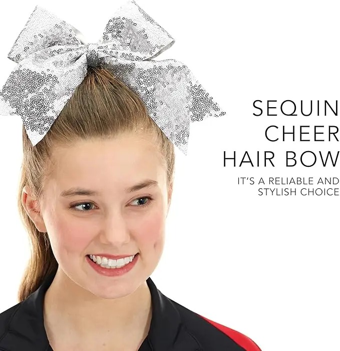 Augusta Sportswear Sequin Cheer Hair Bow Black OS image 4
