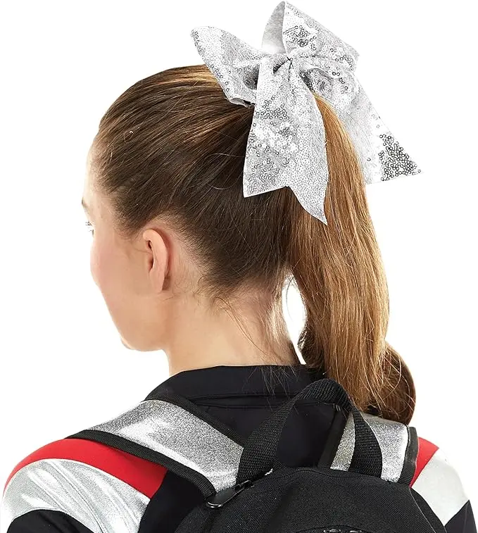 Augusta Sportswear Sequin Cheer Hair Bow Black OS image 6