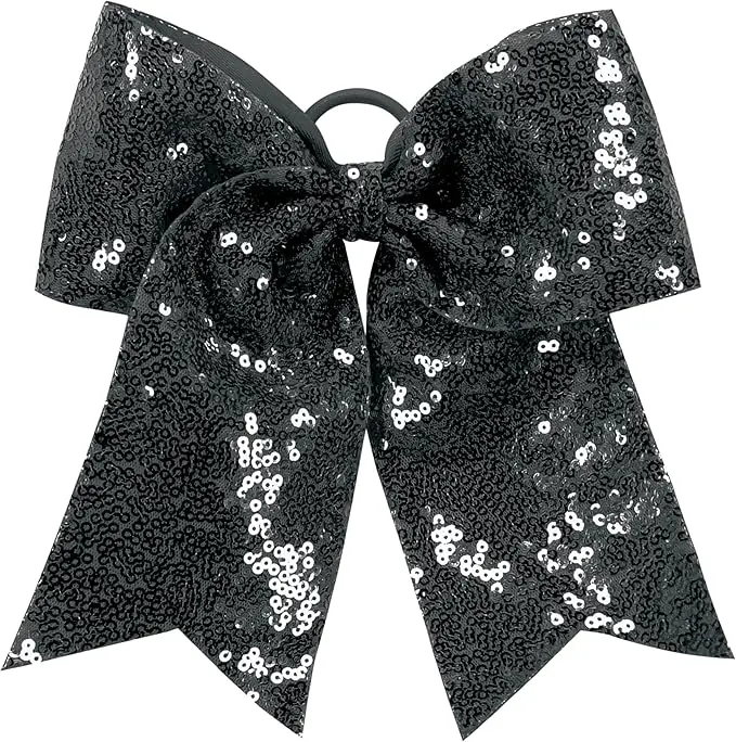 Augusta Sportswear Sequin Cheer Hair Bow Black OS image 1