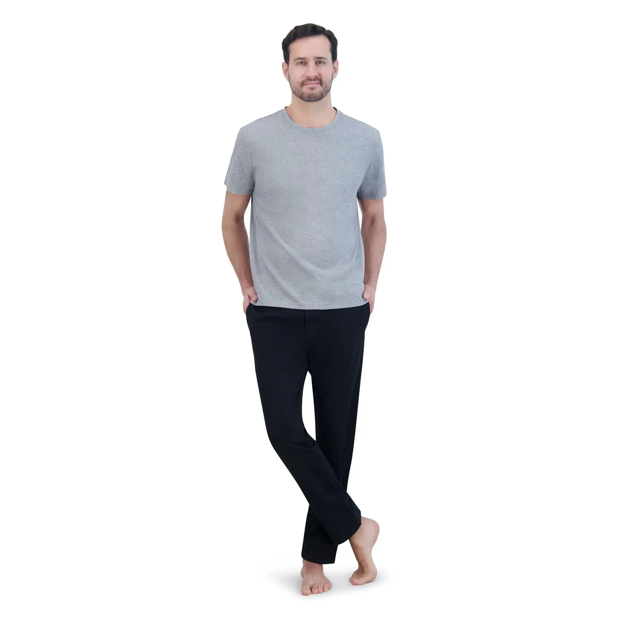 Hanes Men's ComfortSoft Jersey Short Sleeve Crew Tee and Pants Sleep Set, 2-Piece, Sizes S-2XL image 1